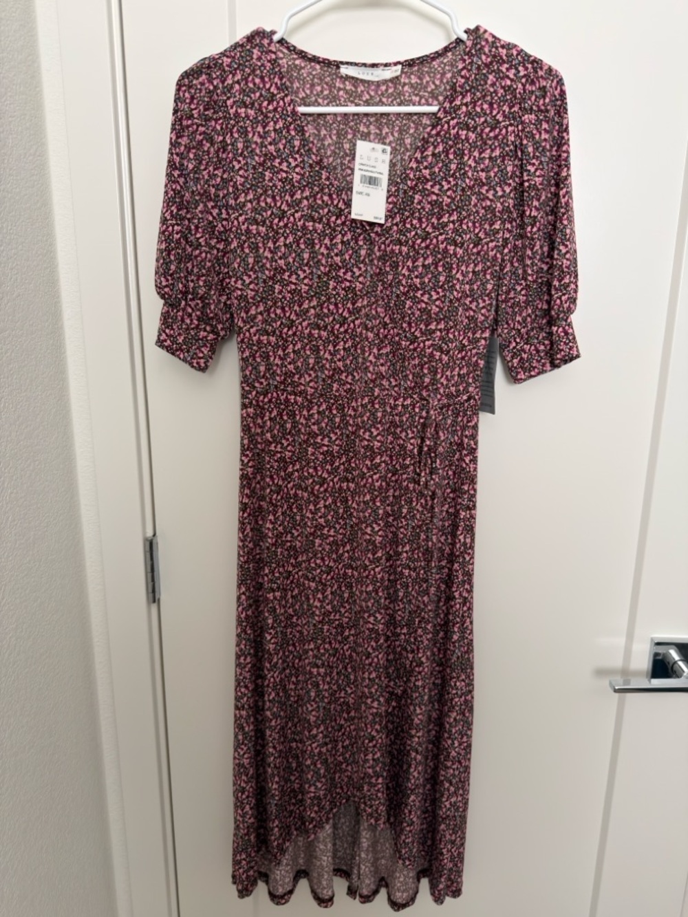 Lush Pink and Black Floral Midi Dress size XS